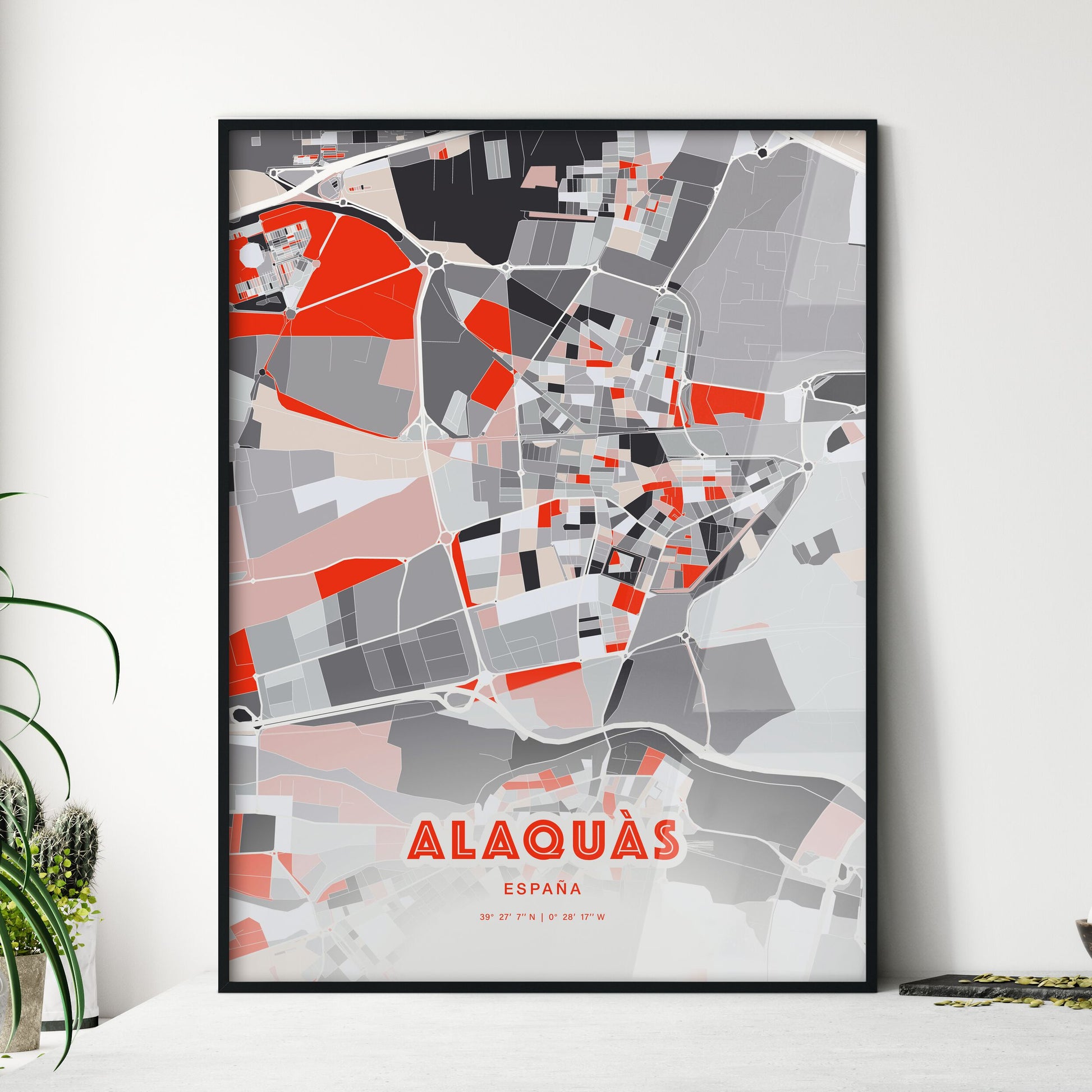 Colorful ALAQUÀS SPAIN Fine Art Map Modern