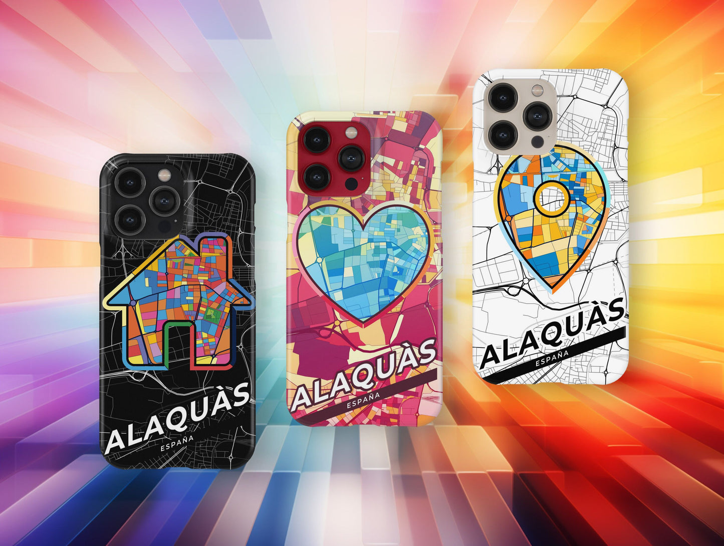 Alaquàs Spain slim phone case with colorful icon. Birthday, wedding or housewarming gift. Couple match cases.