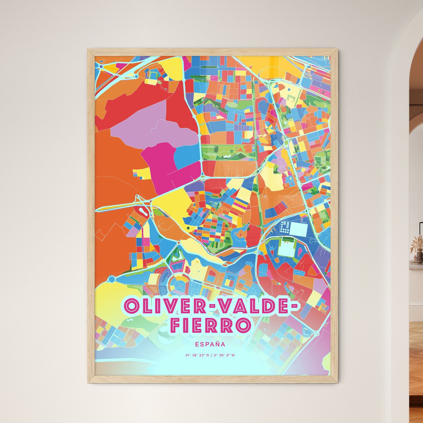 Colorful OLIVER-VALDEFIERRO SPAIN Fine Art Map Crazy Colors
