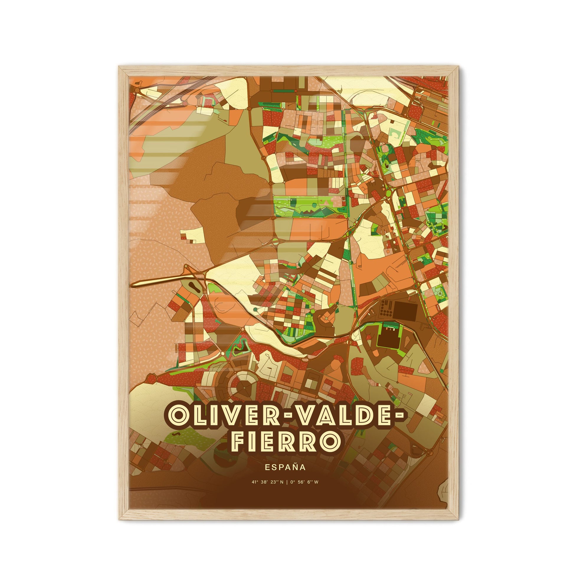 Colorful OLIVER-VALDEFIERRO SPAIN Fine Art Map Farmhouse