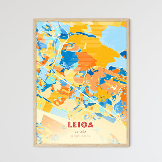 Colorful LEIOA SPAIN Fine Art Map Blue Orange