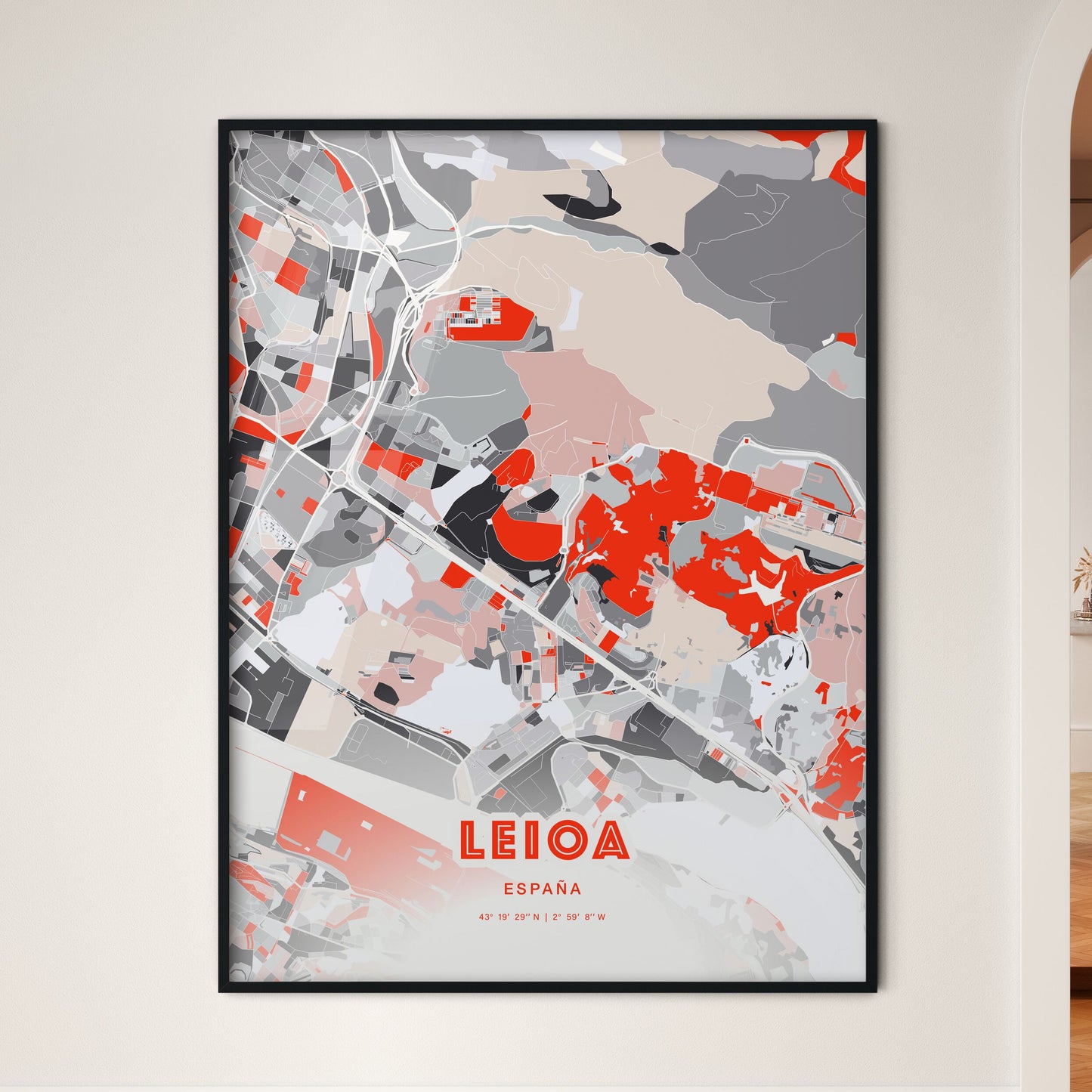 Colorful LEIOA SPAIN Fine Art Map Modern