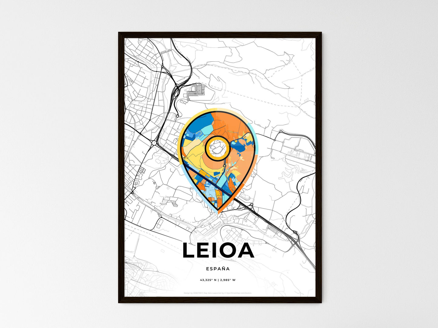 Leioa Spain wedding art map with pointer icon