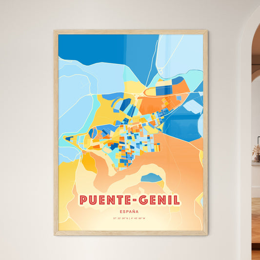 Colorful PUENTE-GENIL SPAIN Fine Art Map Blue Orange