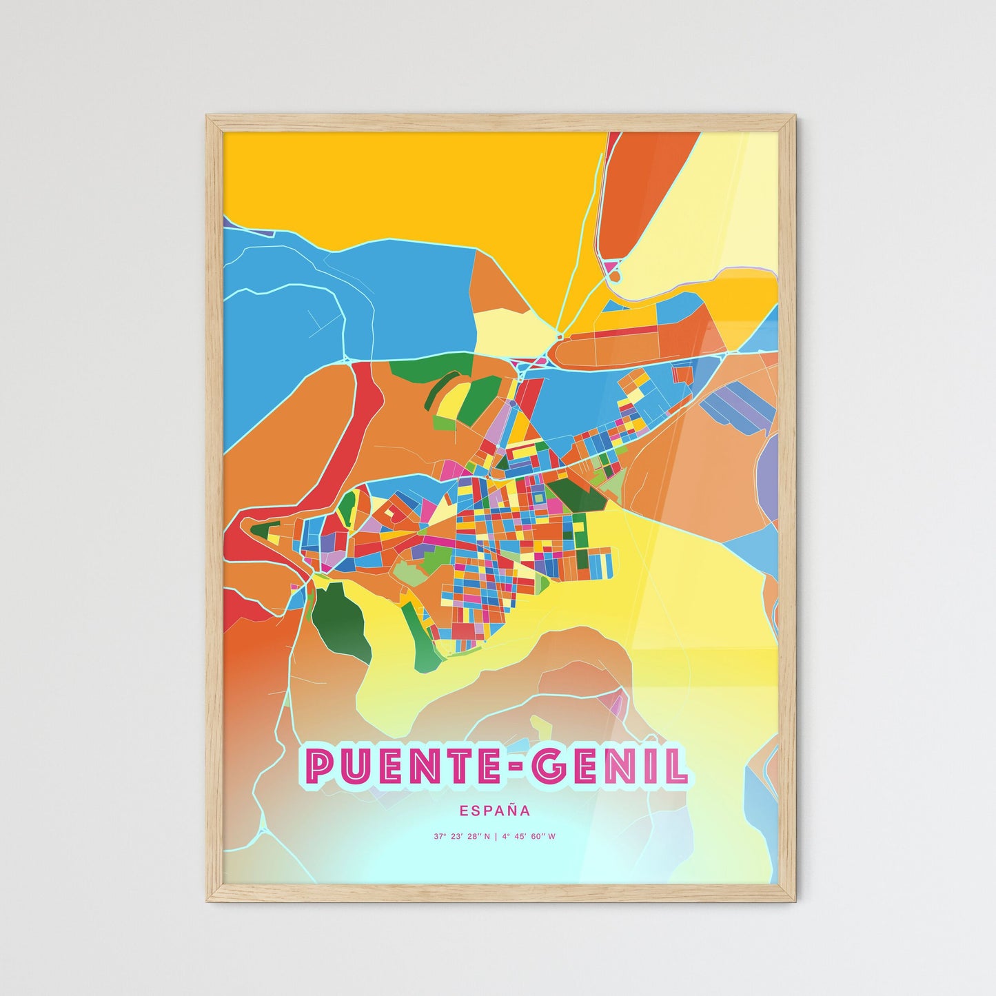 Colorful PUENTE-GENIL SPAIN Fine Art Map Crazy Colors