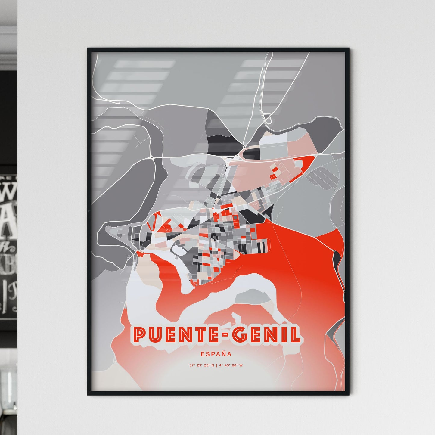 Colorful PUENTE-GENIL SPAIN Fine Art Map Modern