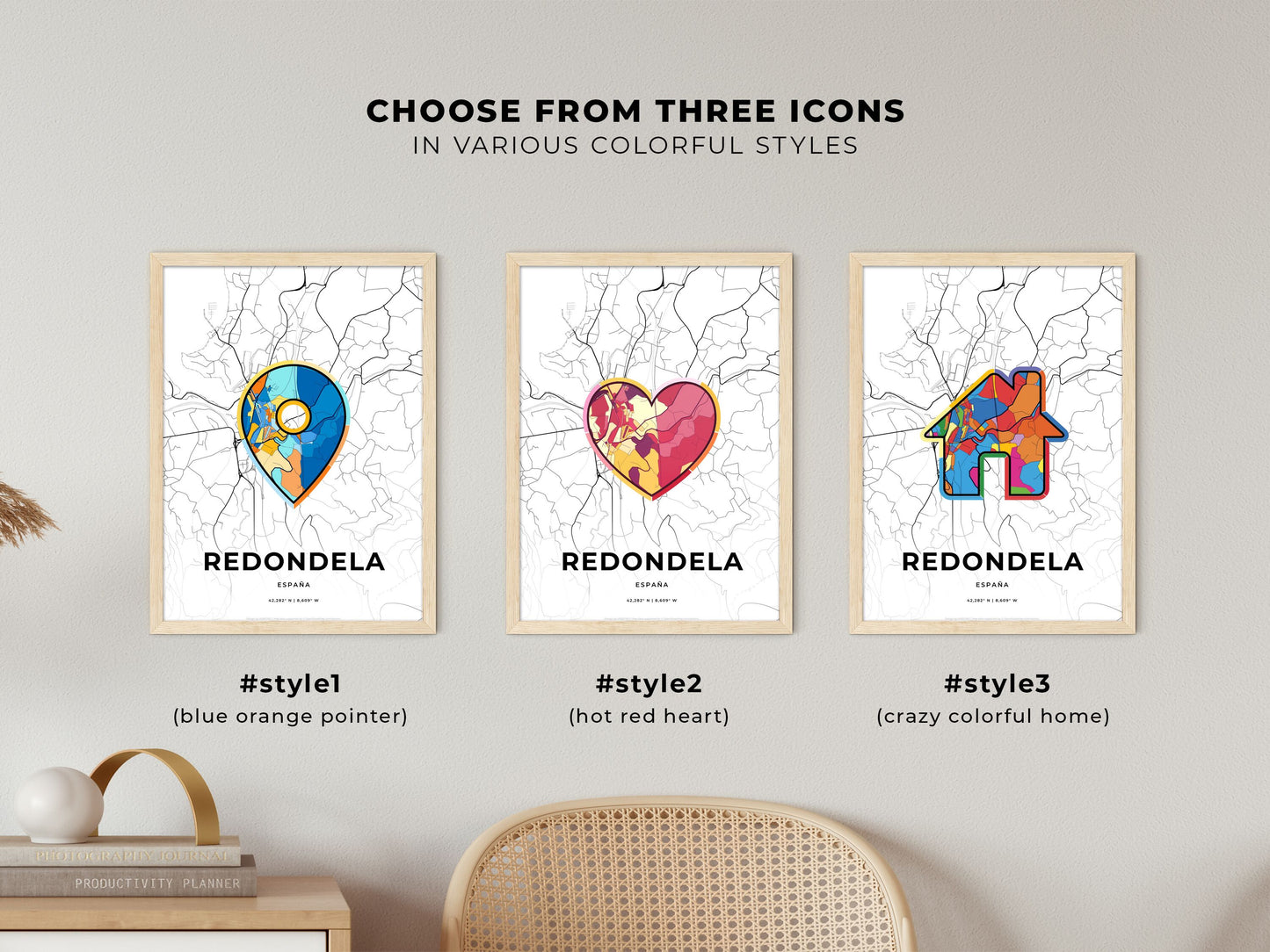 Redondela Spain maps with colorful icons