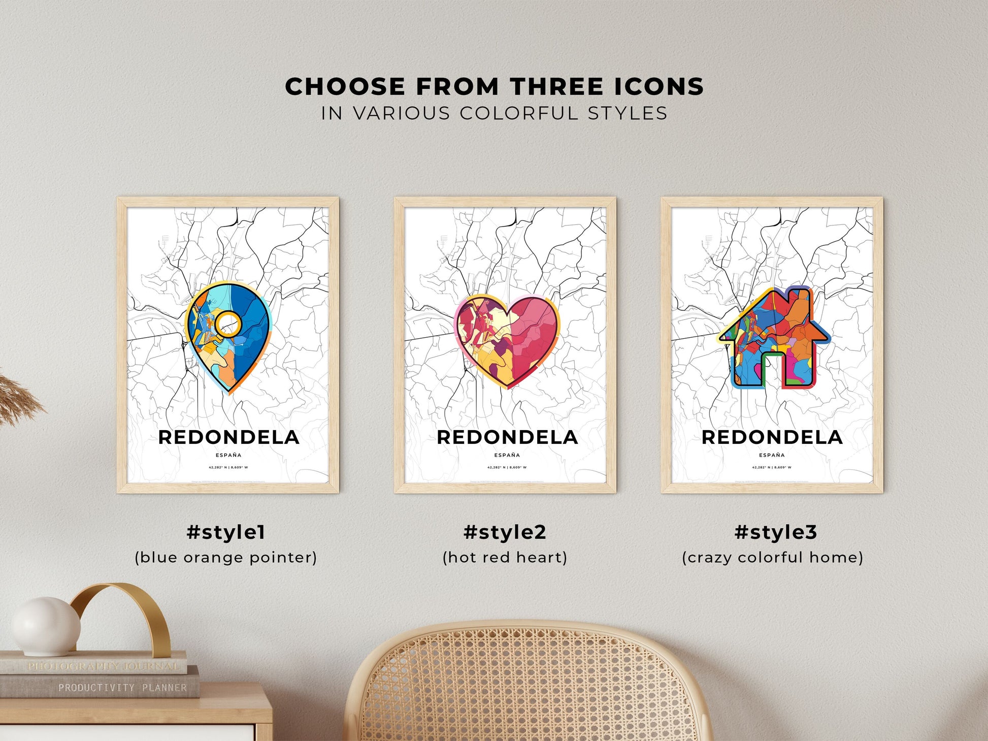 Redondela Spain maps with colorful icons