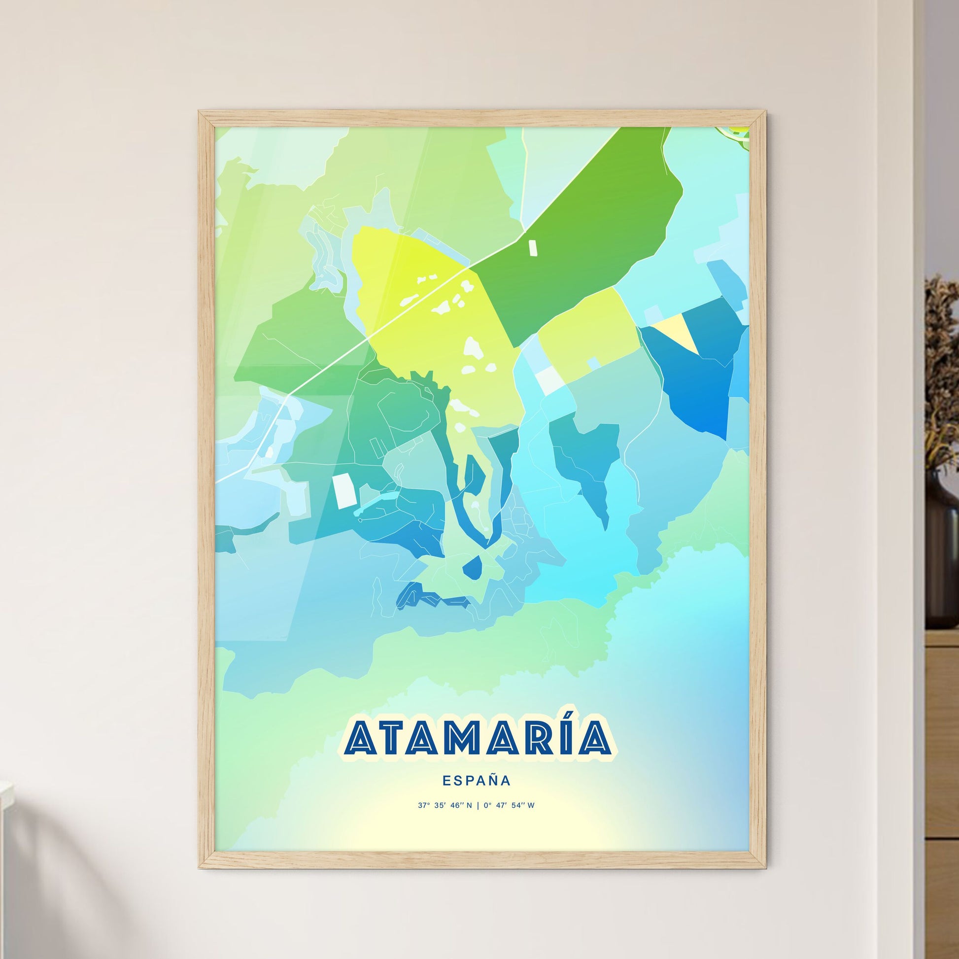 Colorful ATAMARÍA SPAIN Fine Art Map Cool Blue