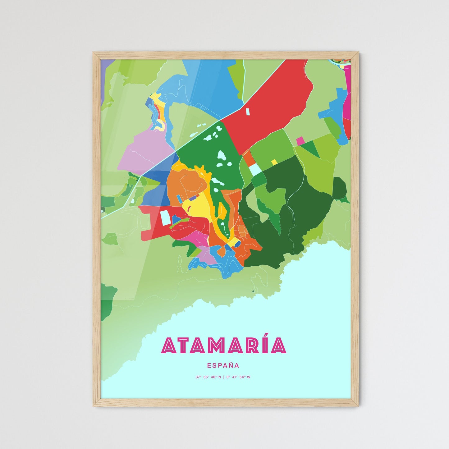 Colorful ATAMARÍA SPAIN Fine Art Map Crazy Colors