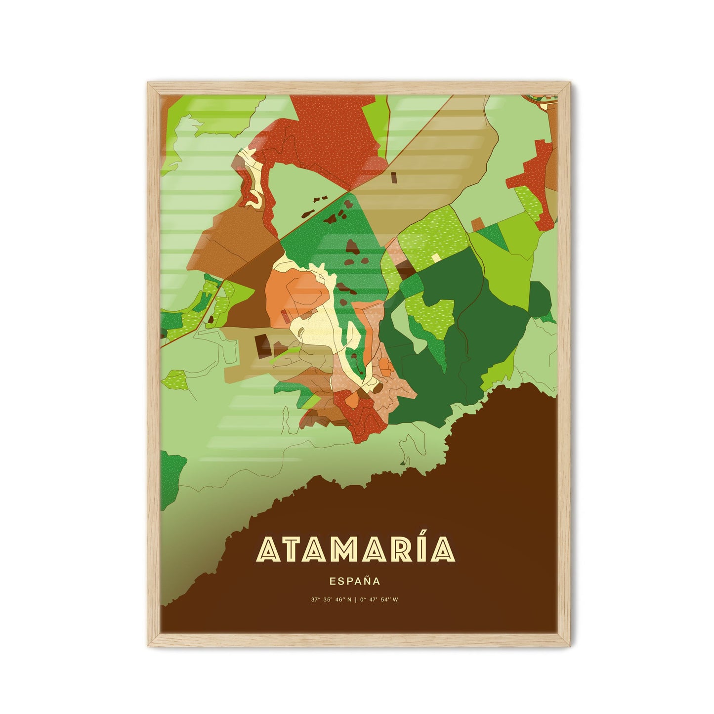 Colorful ATAMARÍA SPAIN Fine Art Map Farmhouse