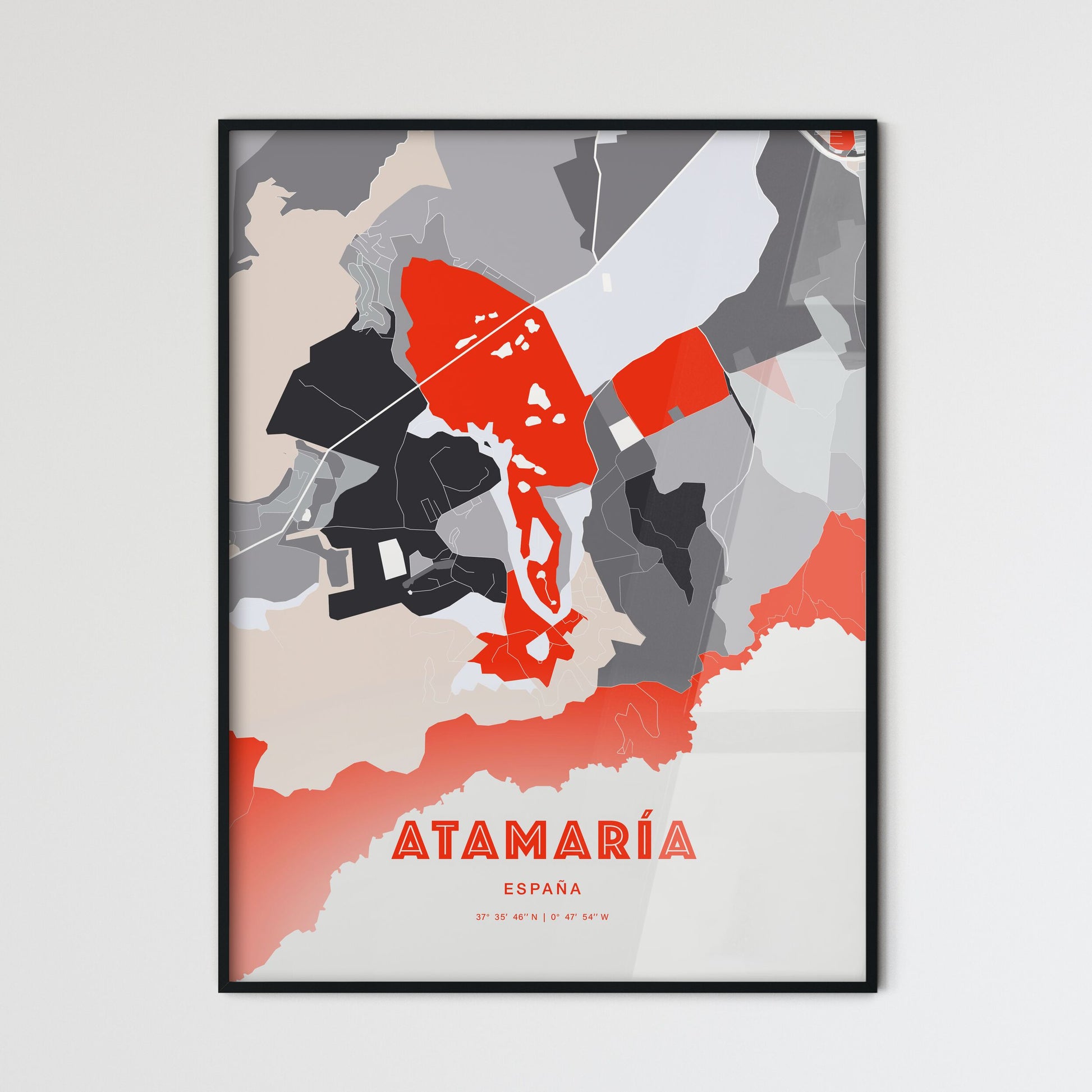 Colorful ATAMARÍA SPAIN Fine Art Map Modern