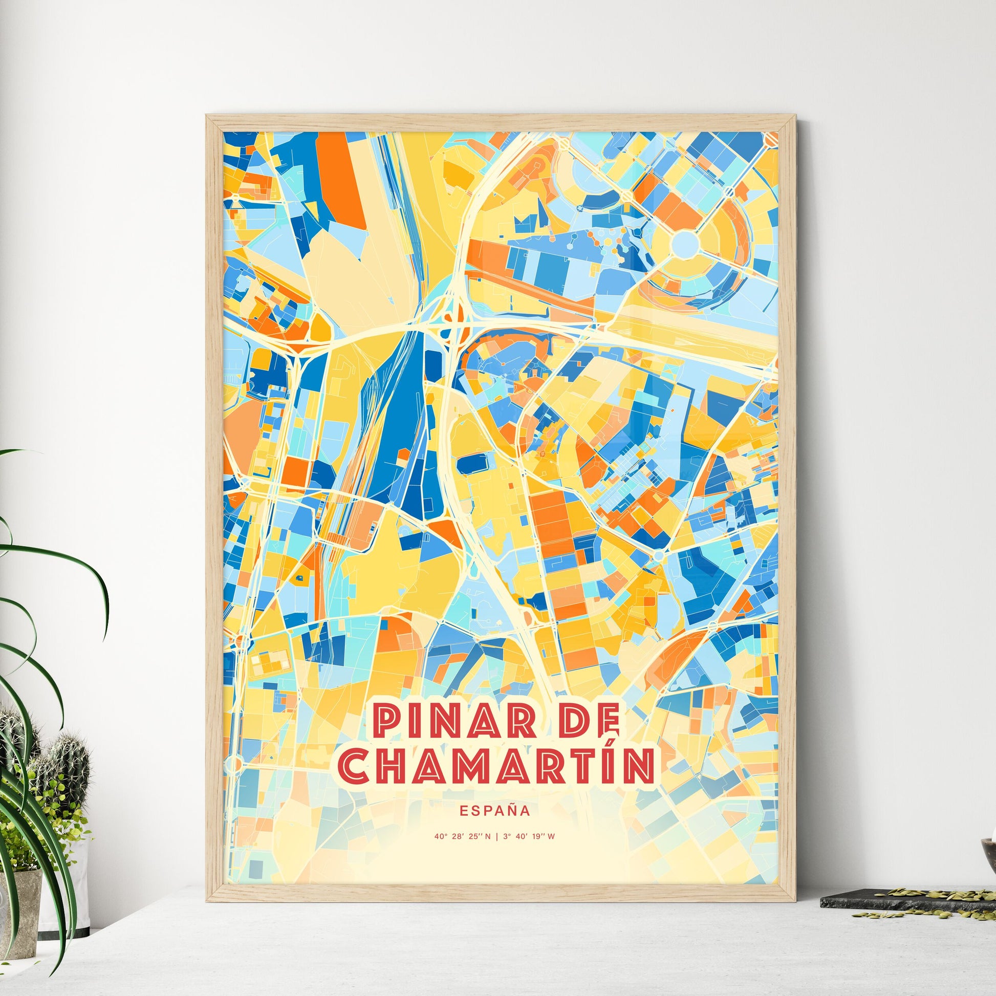 Colorful PINAR DE CHAMARTÍN SPAIN Fine Art Map Blue Orange