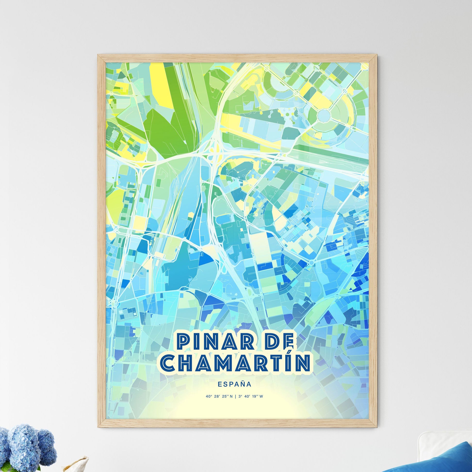 Colorful PINAR DE CHAMARTÍN SPAIN Fine Art Map Cool Blue