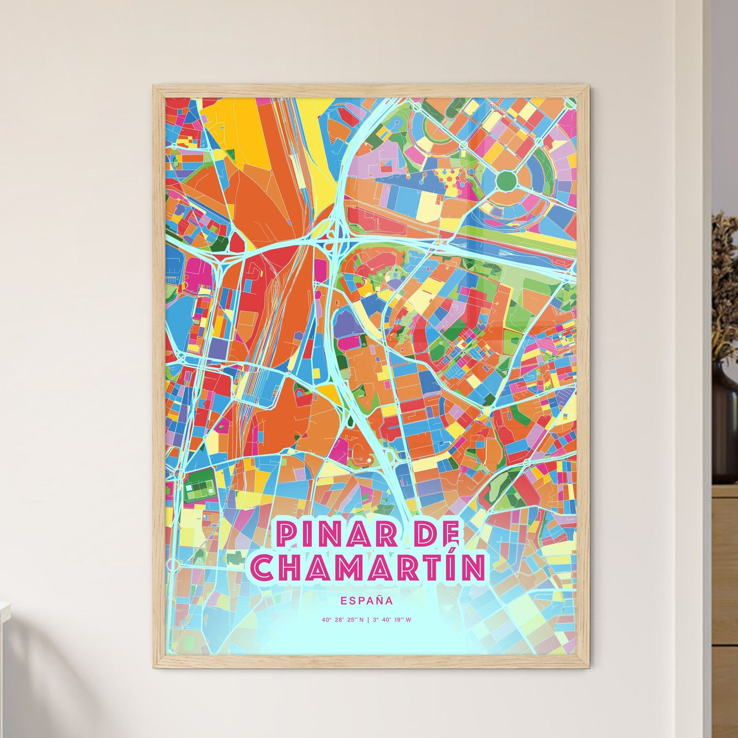 Colorful PINAR DE CHAMARTÍN SPAIN Fine Art Map Crazy Colors