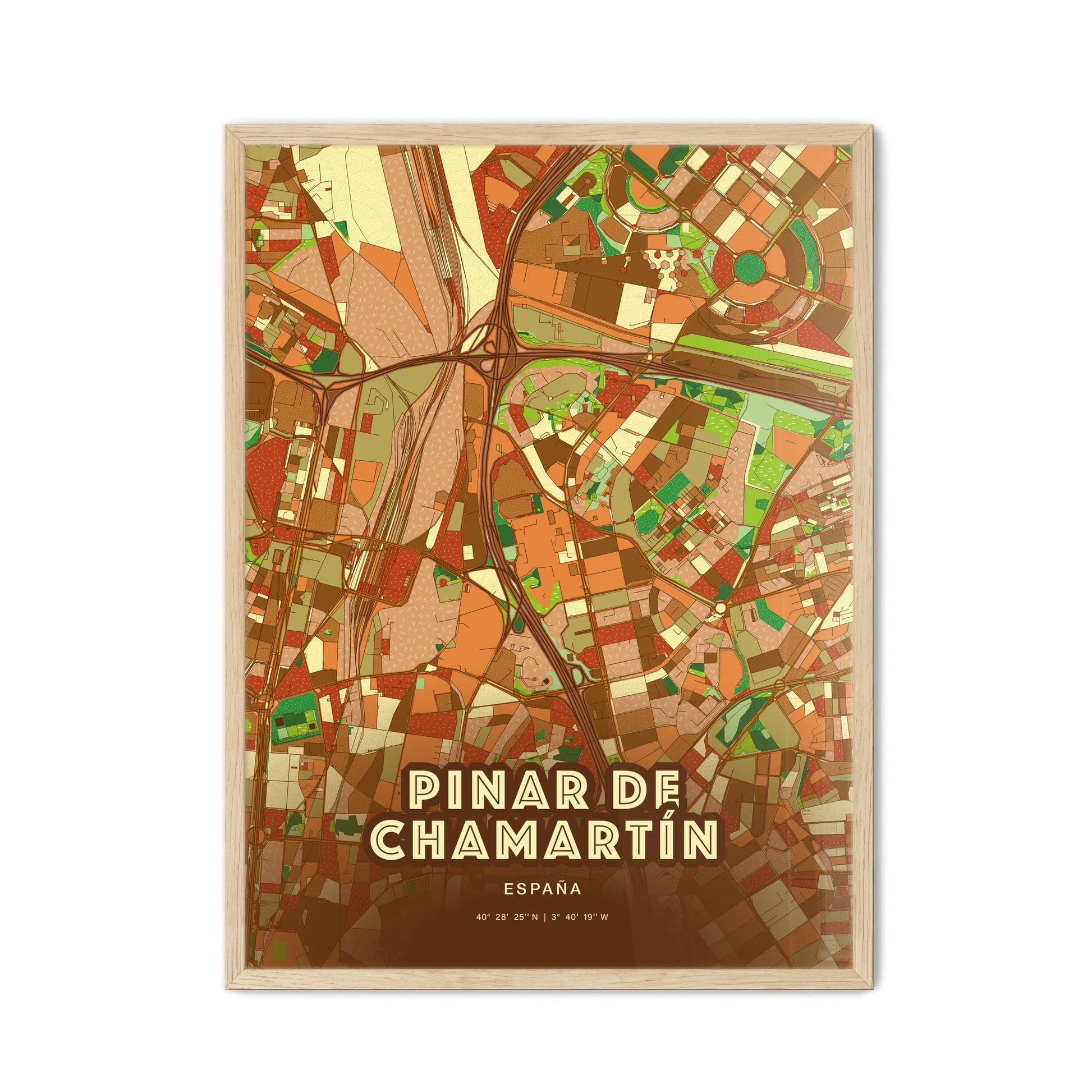 Colorful PINAR DE CHAMARTÍN SPAIN Fine Art Map Farmhouse