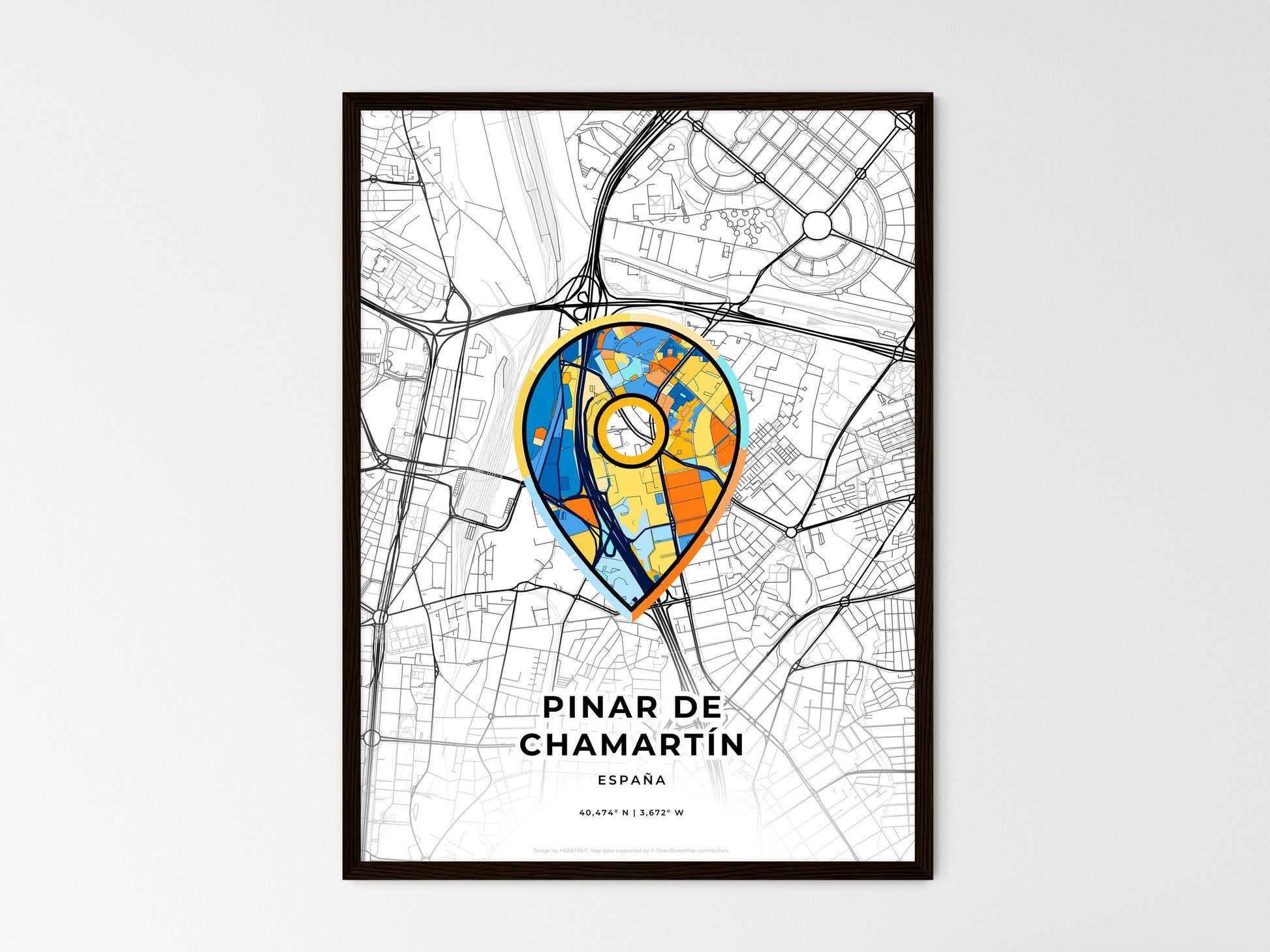 Pinar De Chamartín Spain wedding art map with pointer icon
