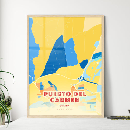 Colorful PUERTO DEL CARMEN SPAIN Fine Art Map Blue Orange