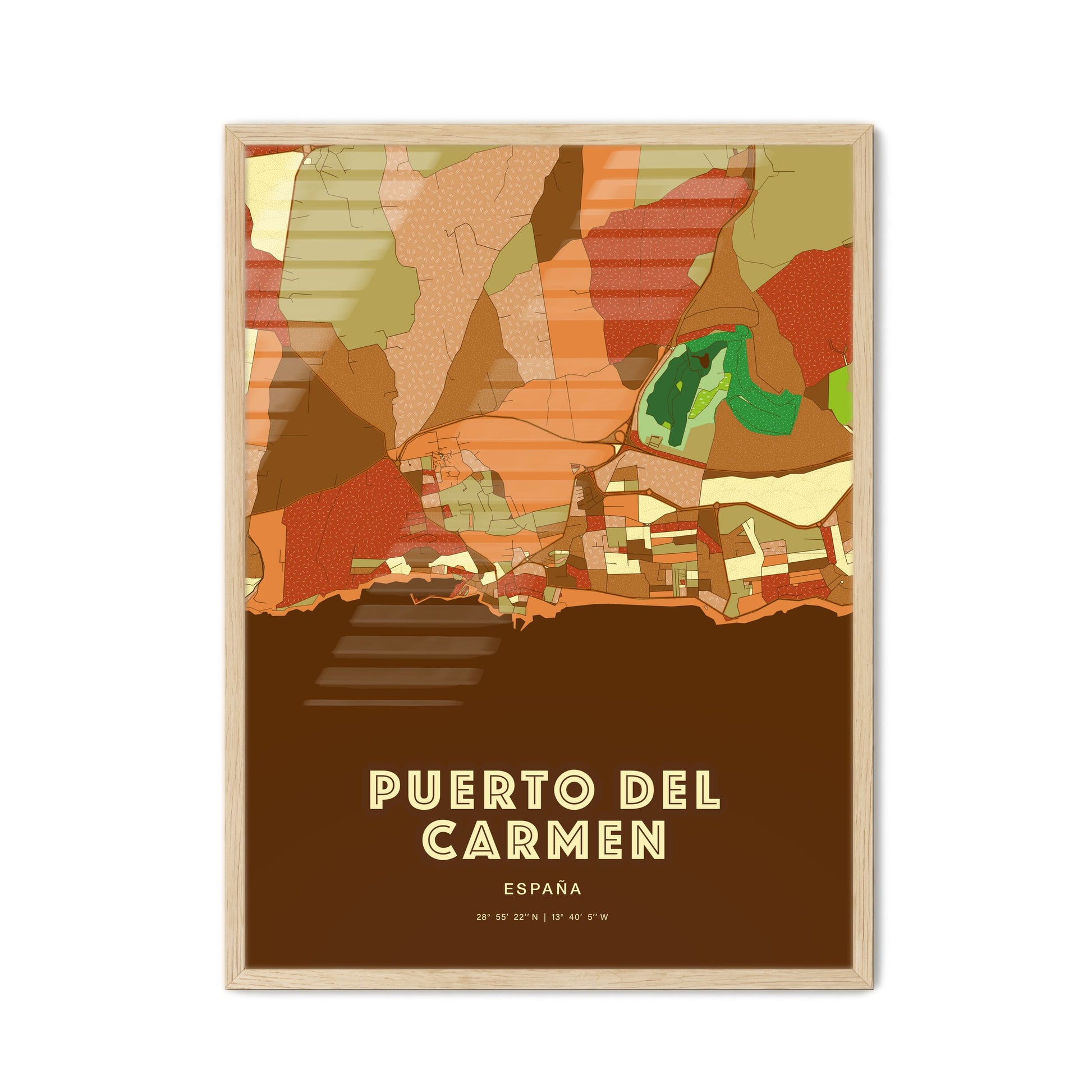 Colorful PUERTO DEL CARMEN SPAIN Fine Art Map Farmhouse