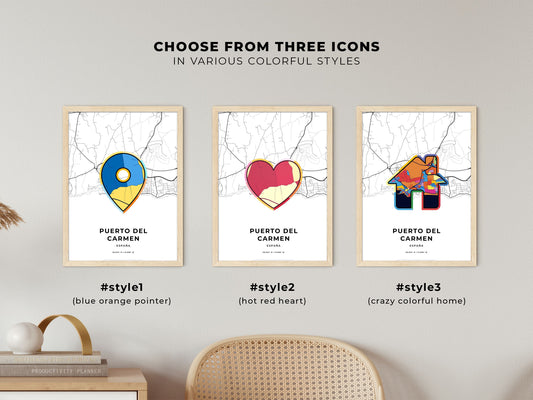 Puerto Del Carmen Spain maps with colorful icons