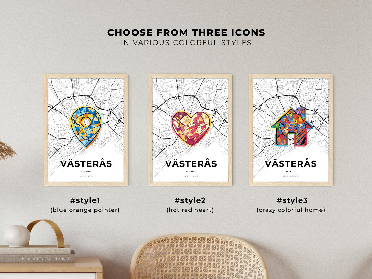 Västerås Sweden maps with colorful icons