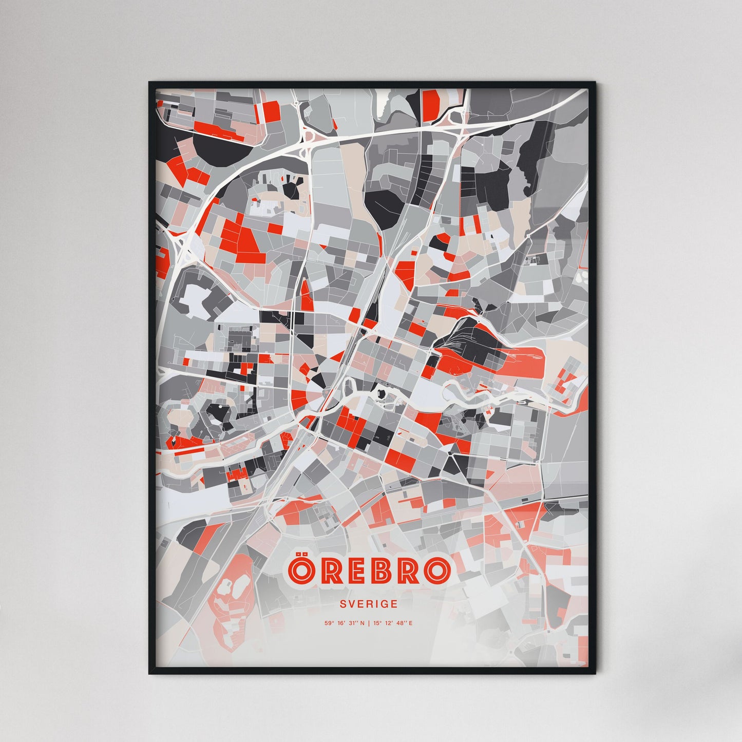 Colorful ÖREBRO SWEDEN Fine Art Map Modern