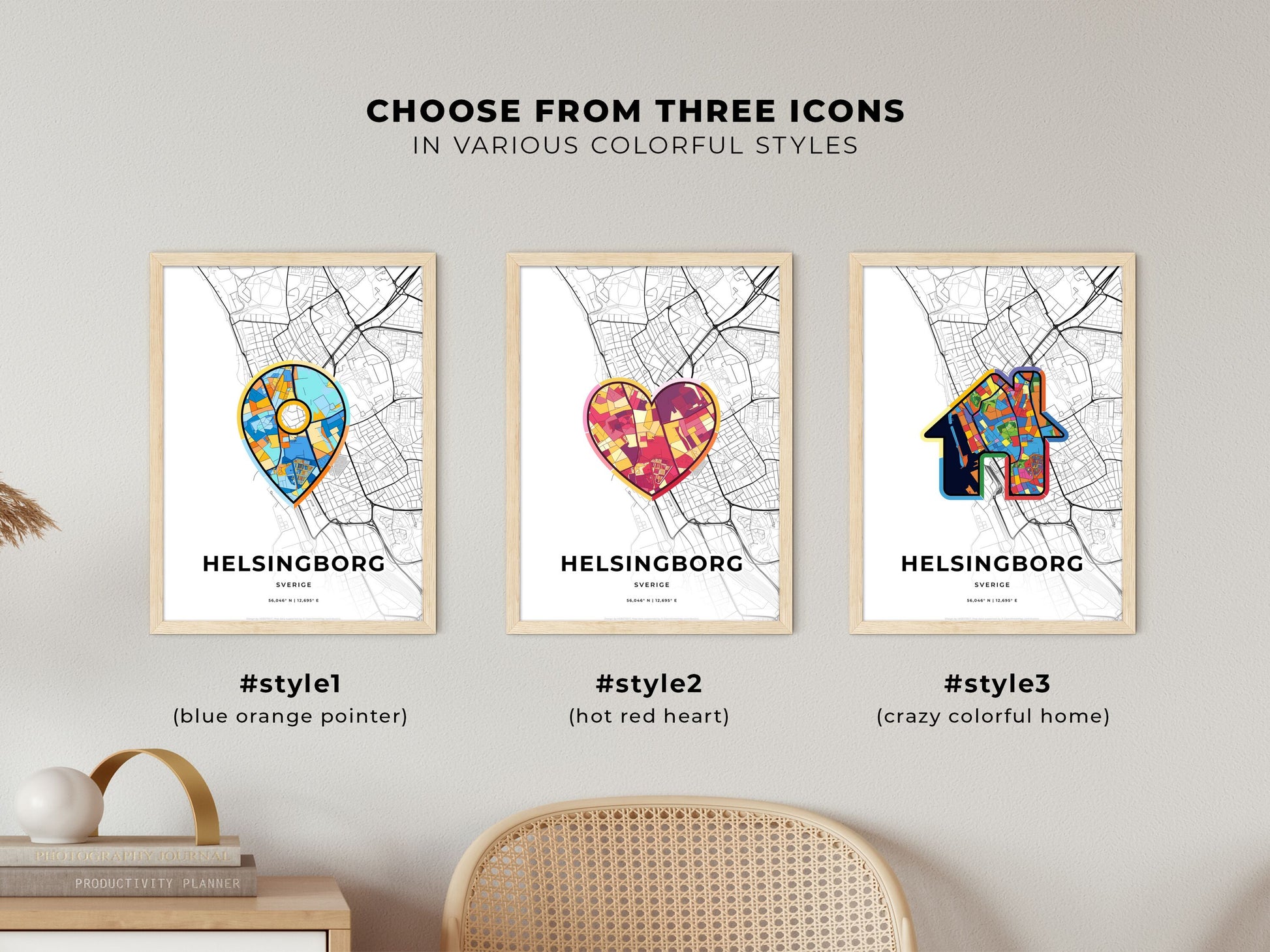 Helsingborg Sweden maps with colorful icons