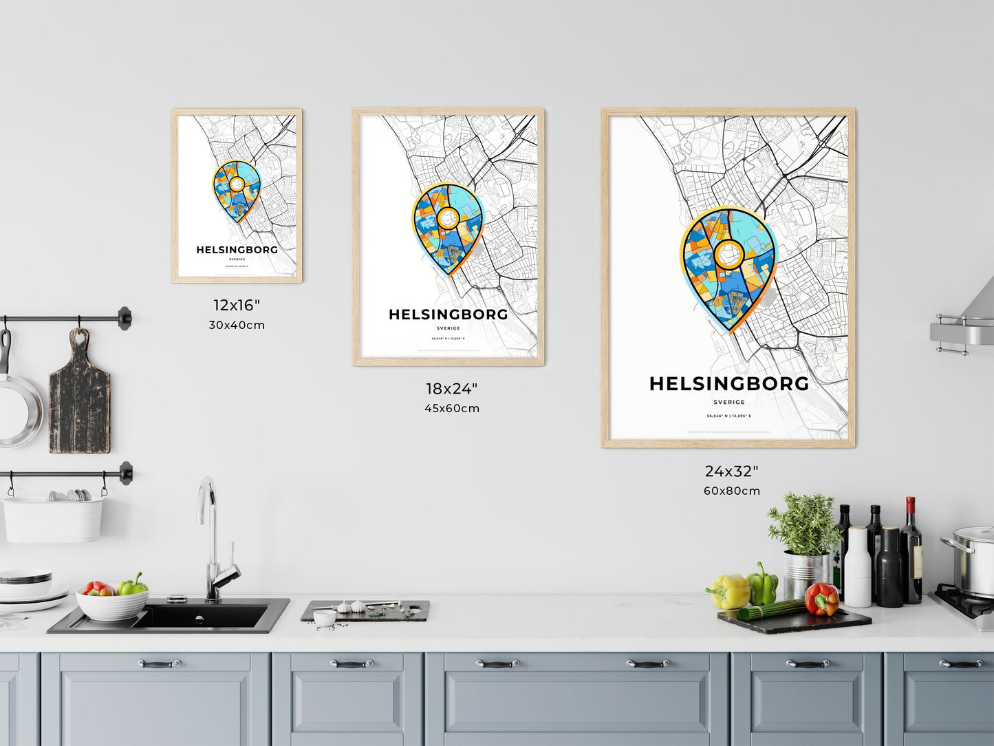 Helsingborg Sweden art map size chart