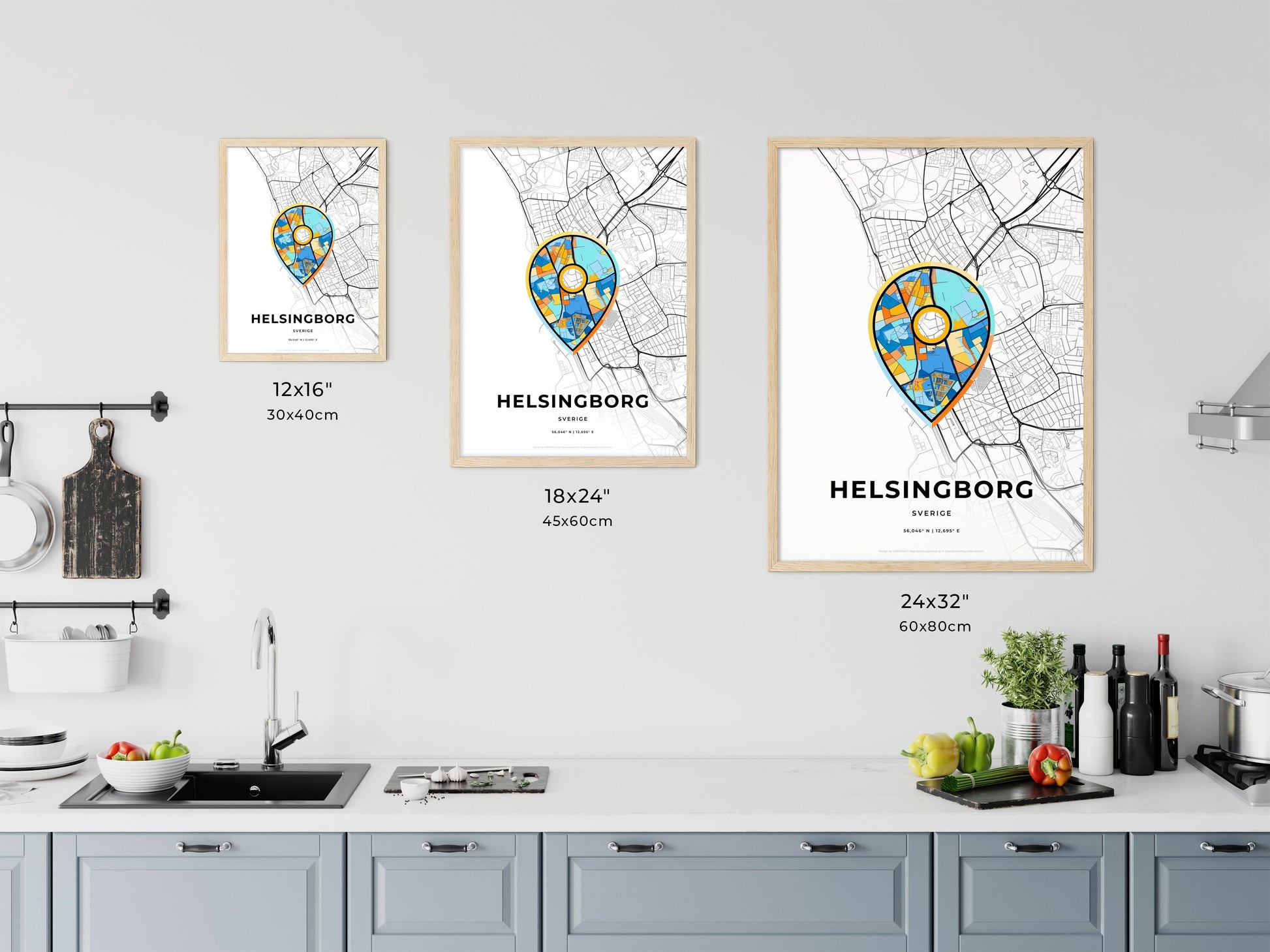 Helsingborg Sweden art map size chart