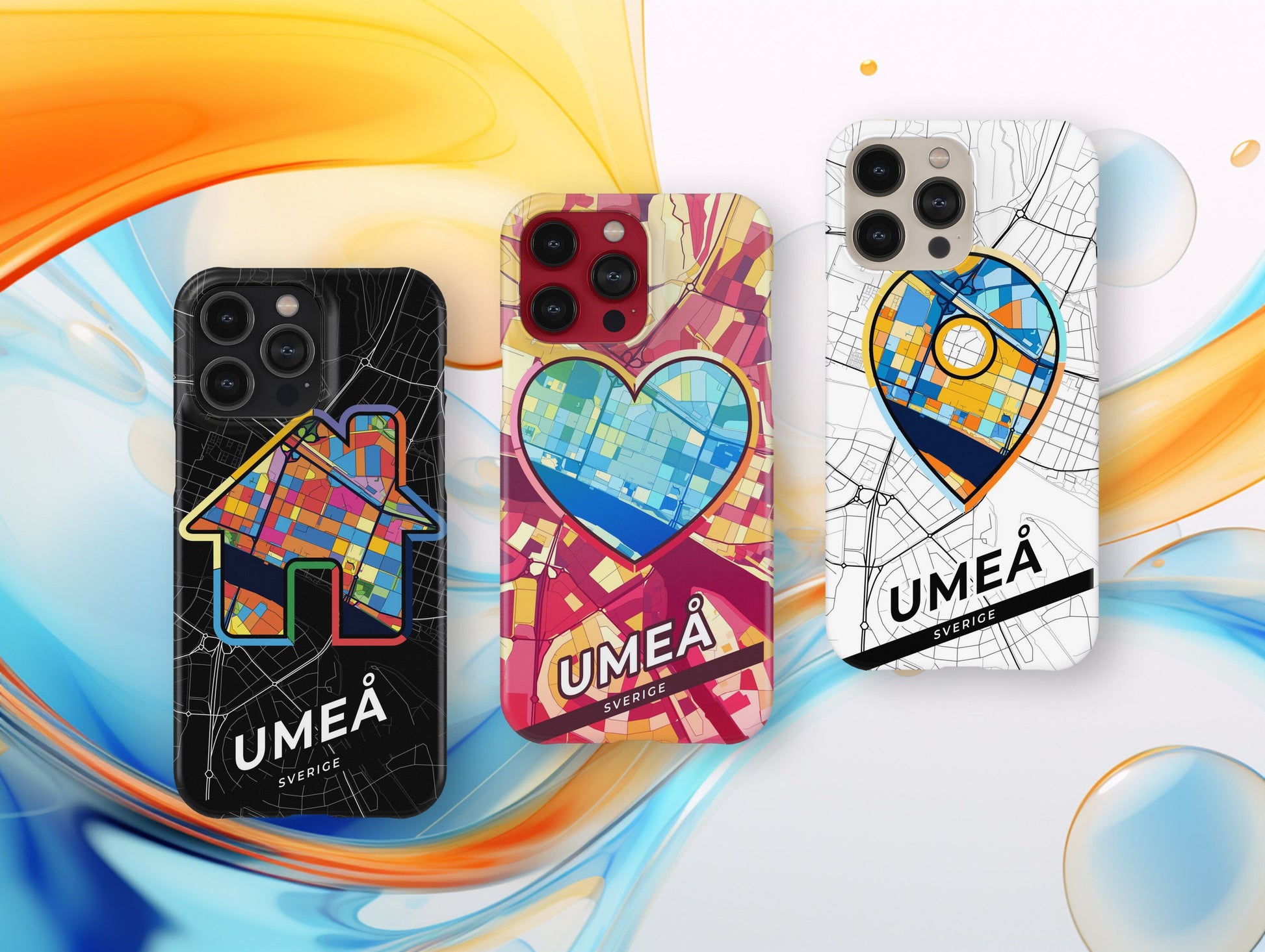 Umeå Sweden slim phone case with colorful icon