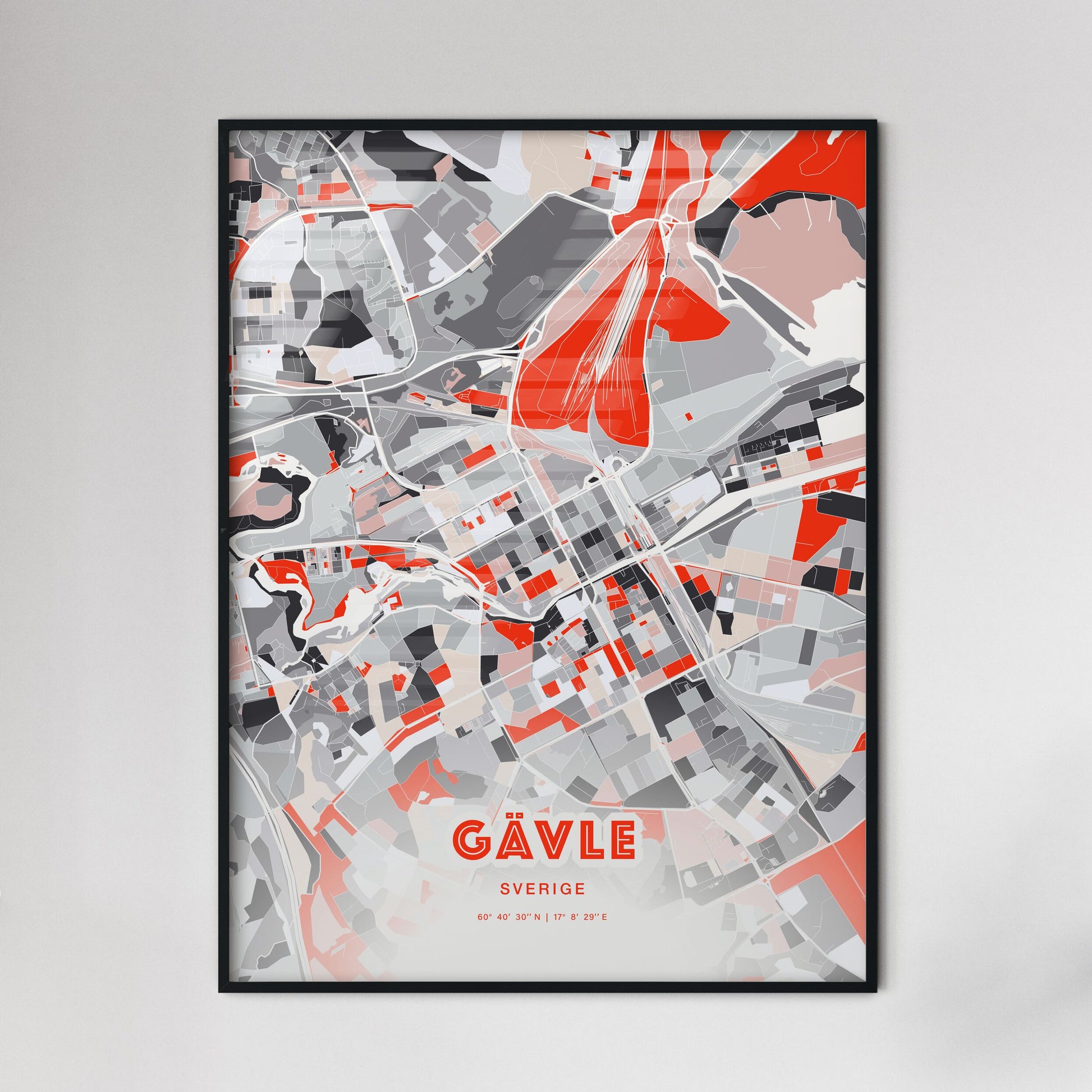 Colorful GÄVLE SWEDEN Fine Art Map Modern