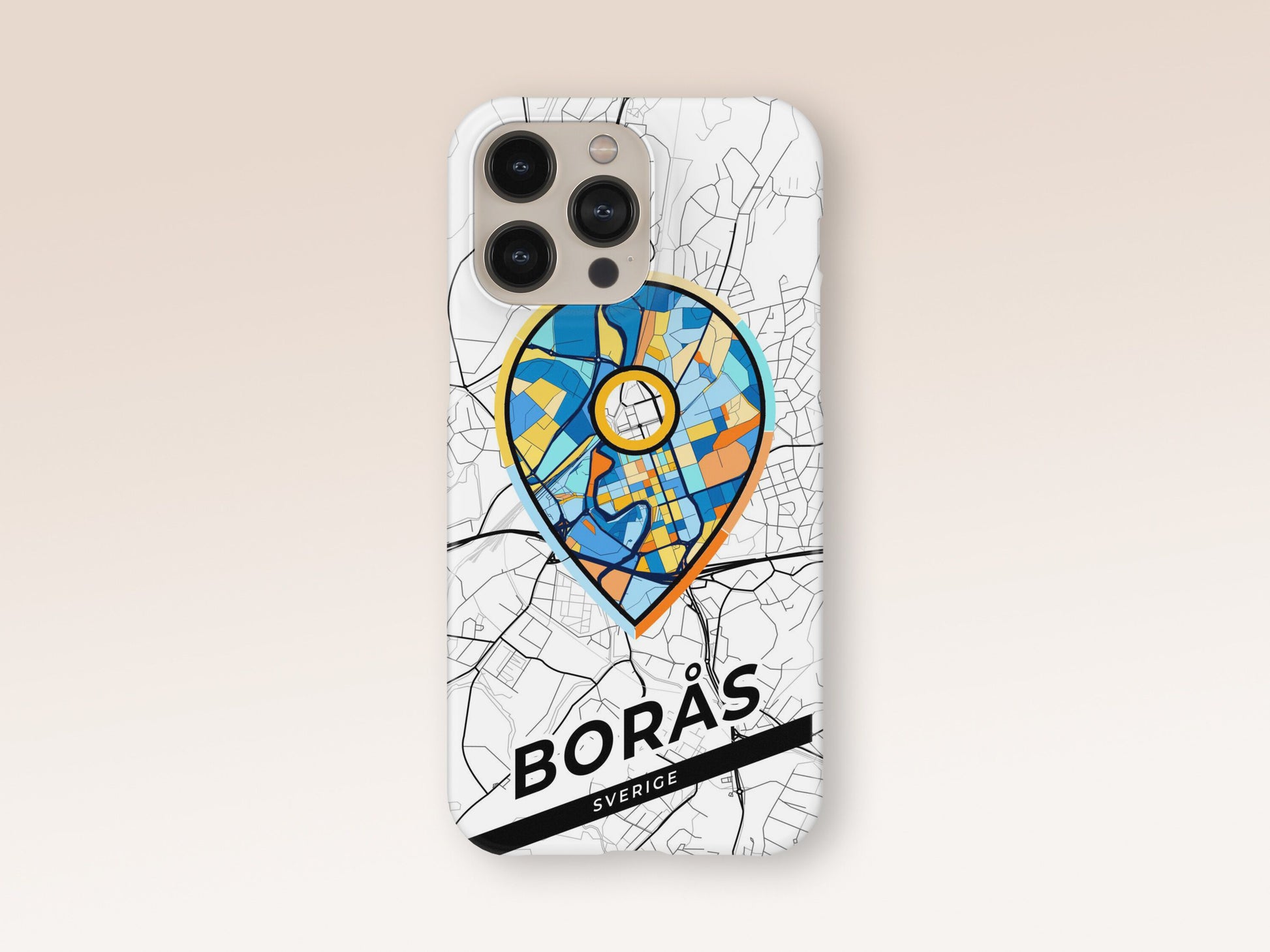 Borås Sweden slim phone case with colorful icon. Birthday, wedding or housewarming gift. Couple match cases. 1