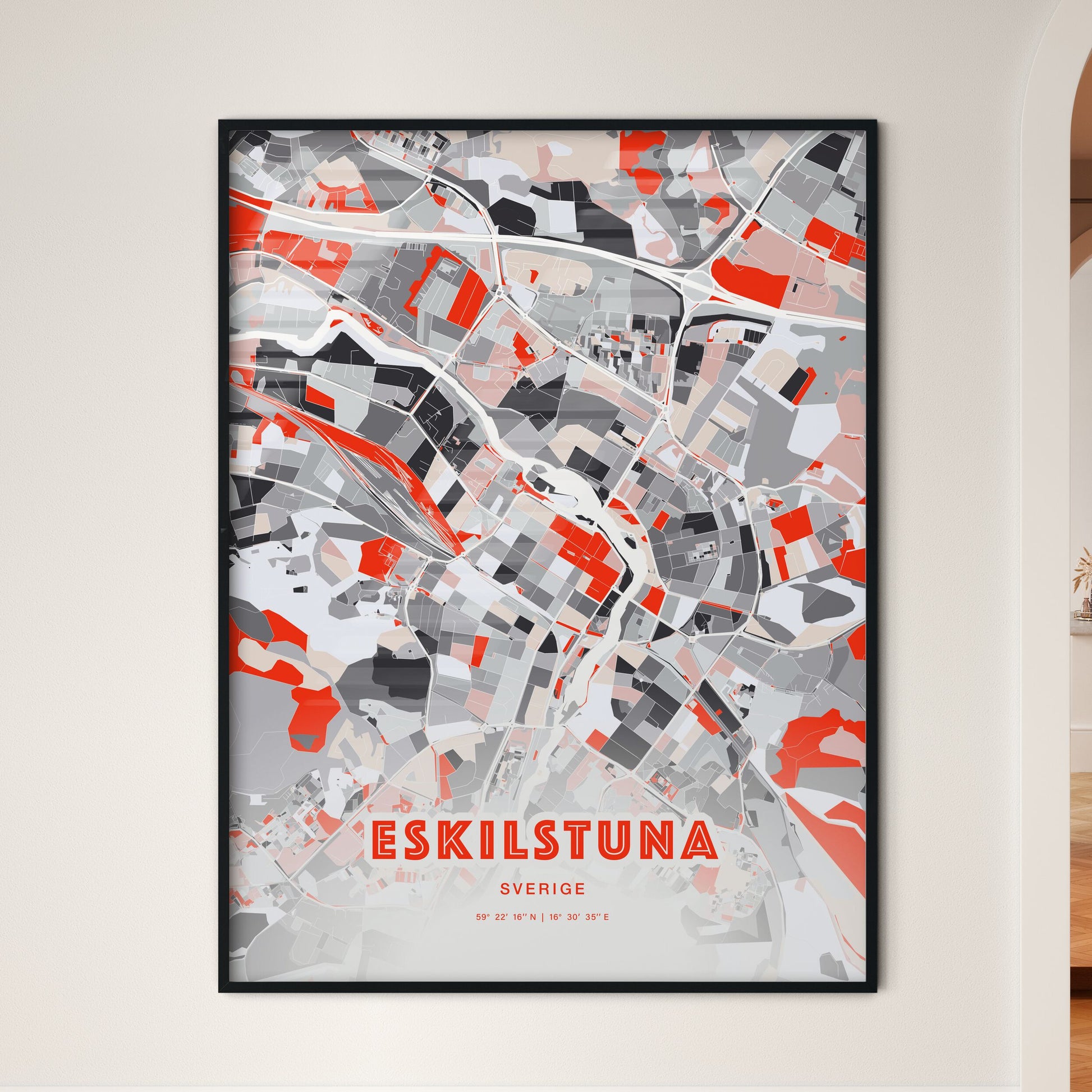 Colorful ESKILSTUNA SWEDEN Fine Art Map Modern