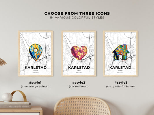 Karlstad Sweden maps with colorful icons