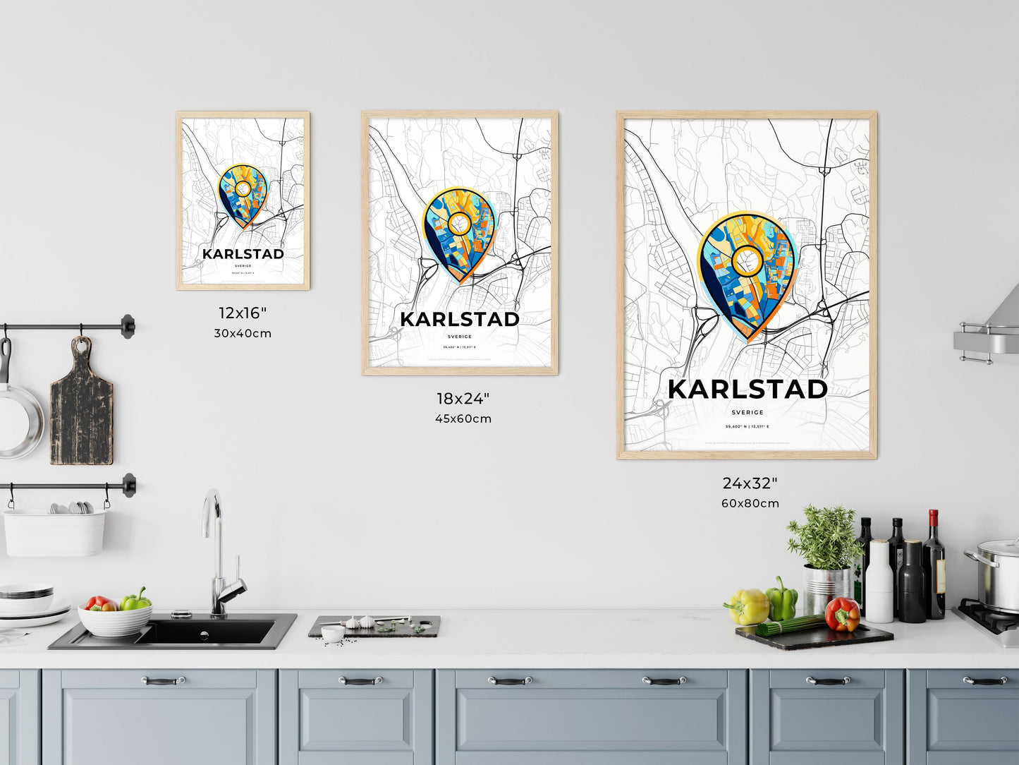 Karlstad Sweden art map size chart