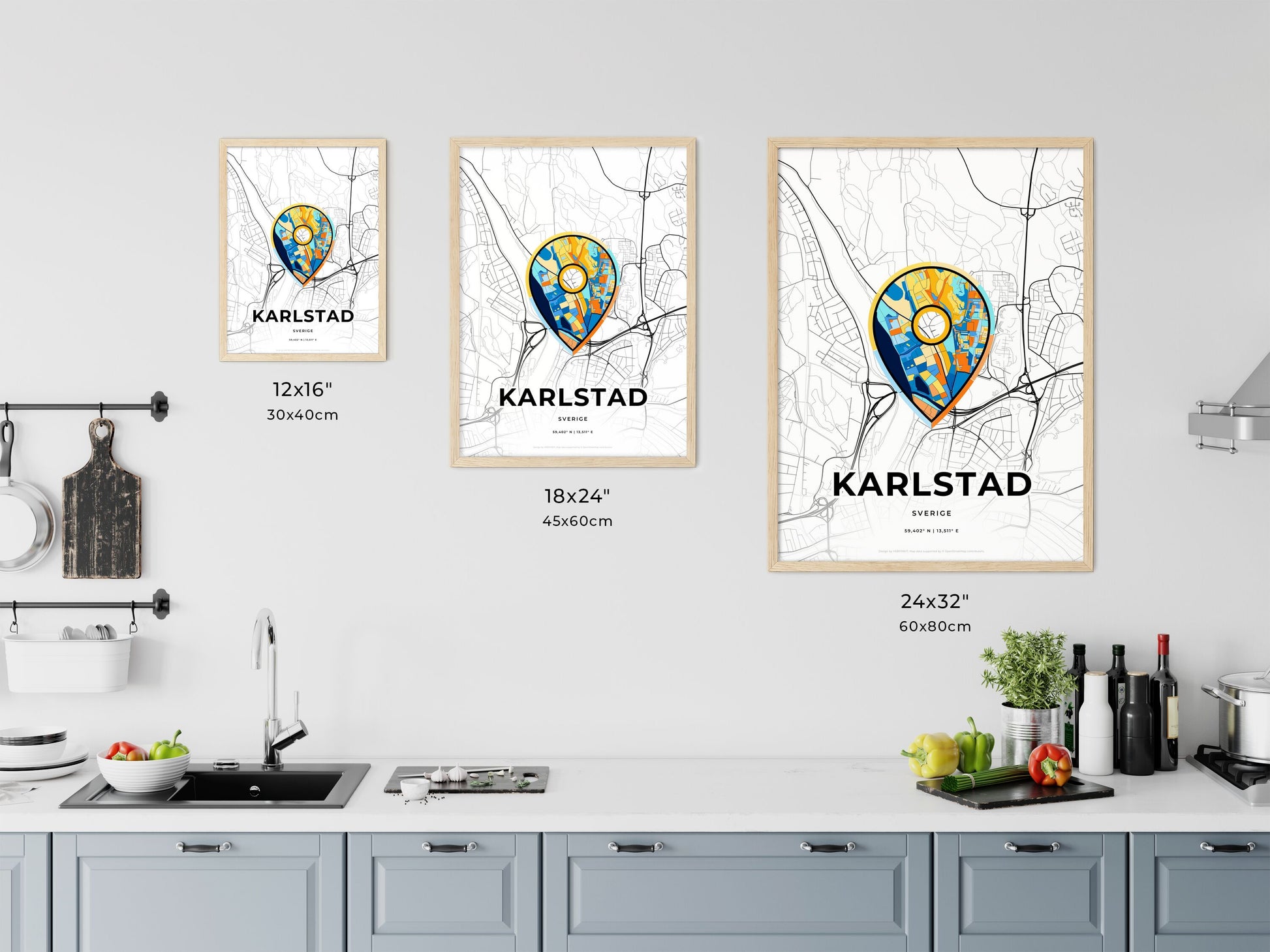 Karlstad Sweden art map size chart