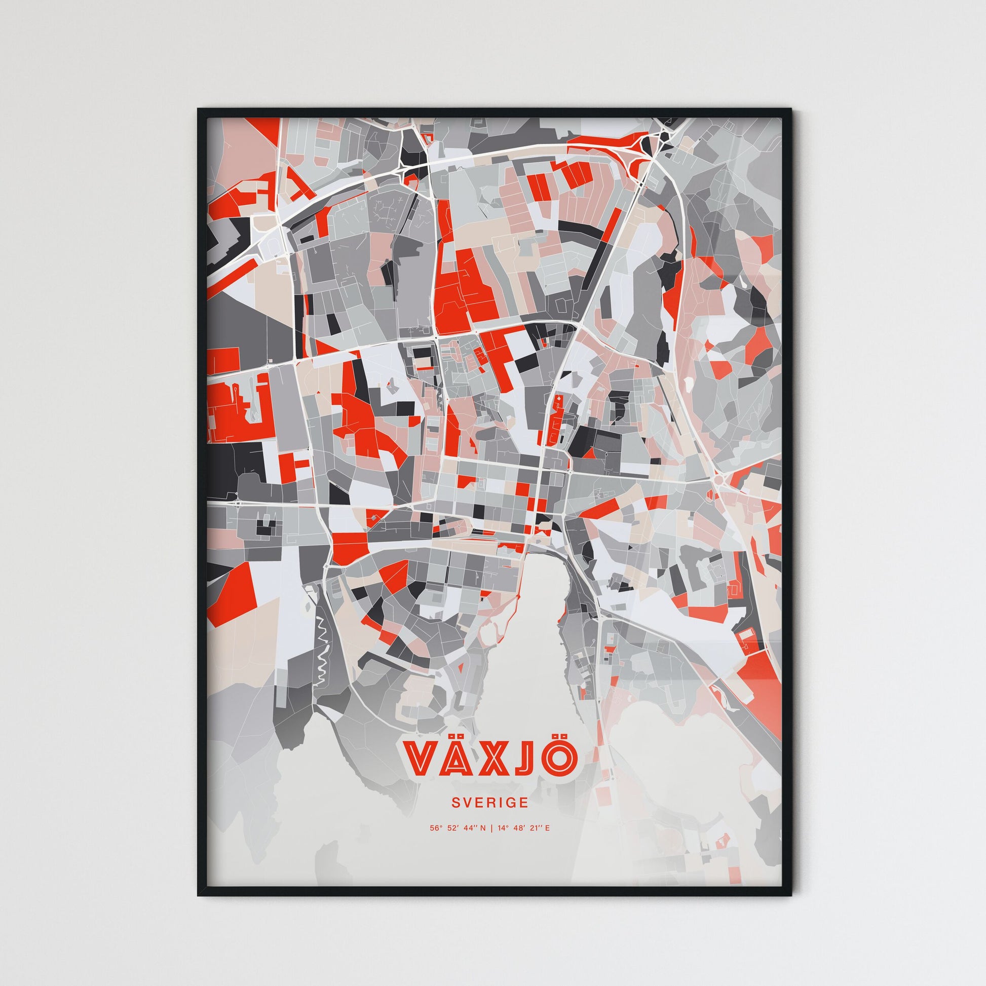 Colorful VÄXJÖ SWEDEN Fine Art Map Modern