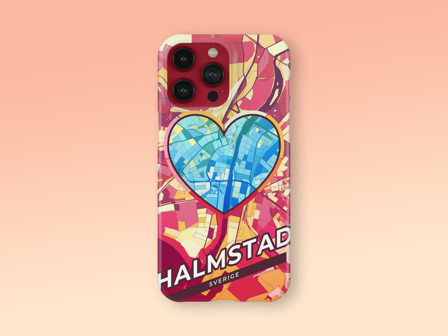 Halmstad Sweden slim phone case with colorful icon. Birthday, wedding or housewarming gift. Couple match cases. 2