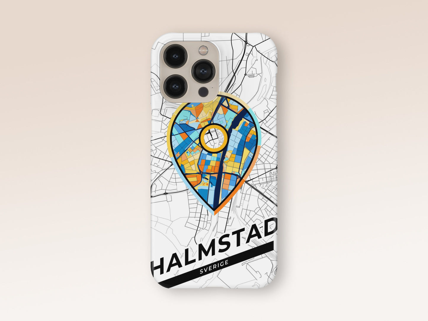Halmstad Sweden slim phone case with colorful icon. Birthday, wedding or housewarming gift. Couple match cases. 1