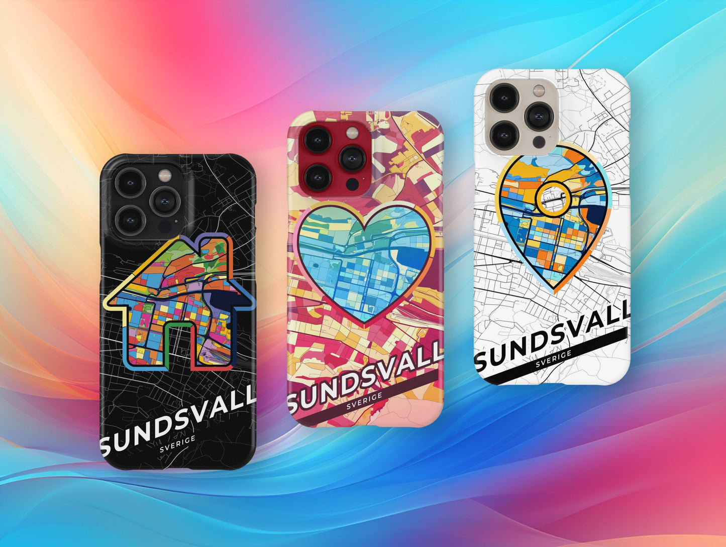 Sundsvall Sweden slim phone case with colorful icon