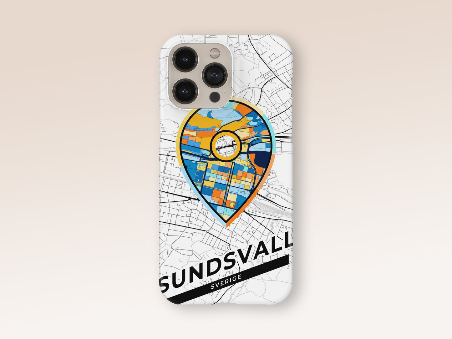 Sundsvall Sweden slim phone case with colorful icon 1
