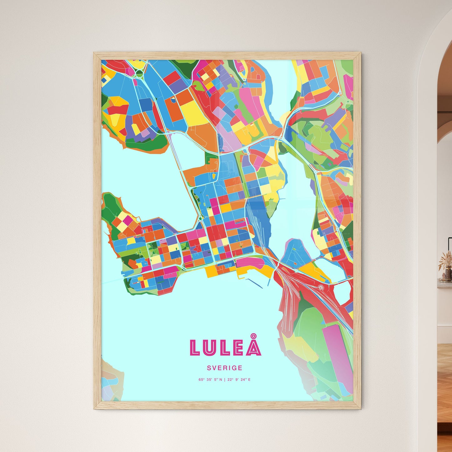 Colorful LULEÅ SWEDEN Fine Art Map Crazy Colors