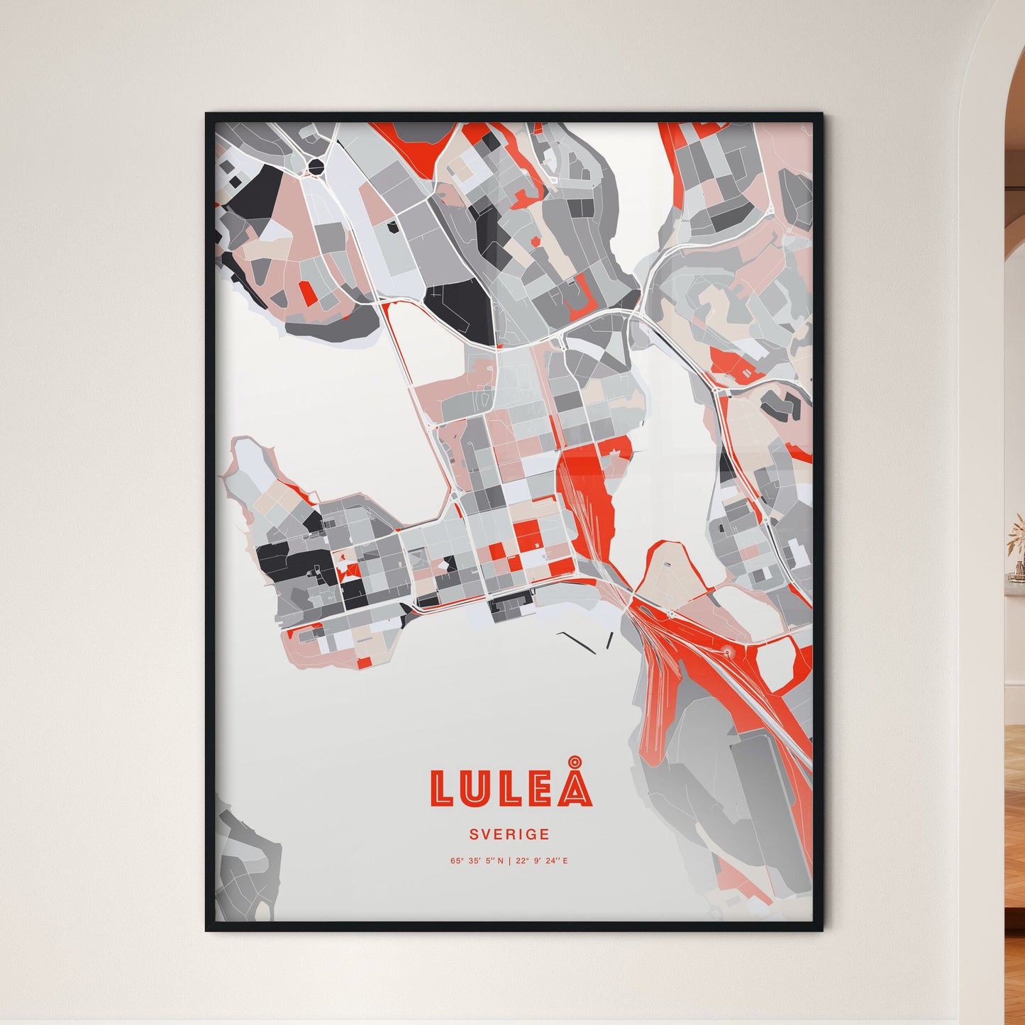 Colorful LULEÅ SWEDEN Fine Art Map Modern