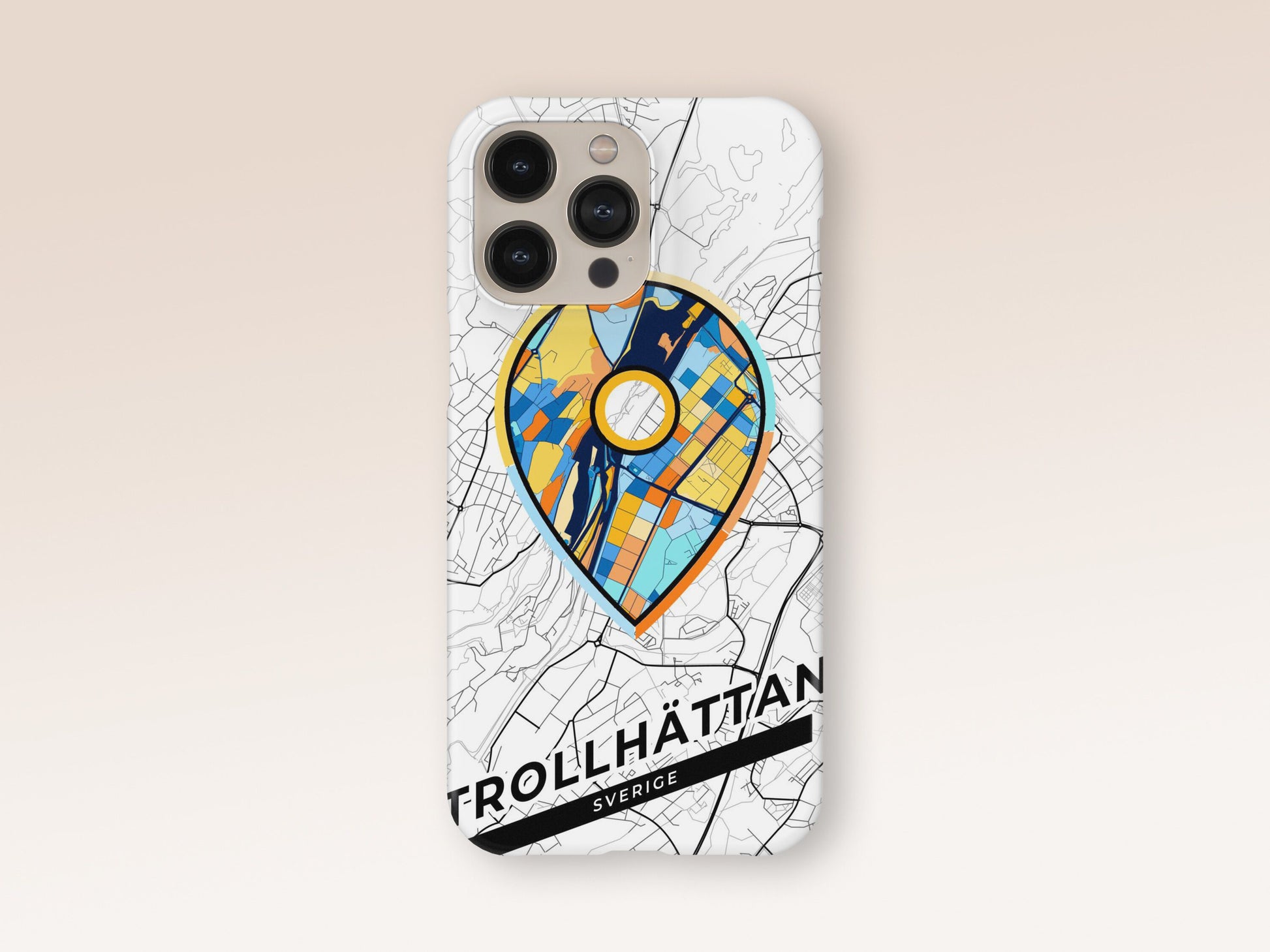 Trollhättan Sweden slim phone case with colorful icon 1