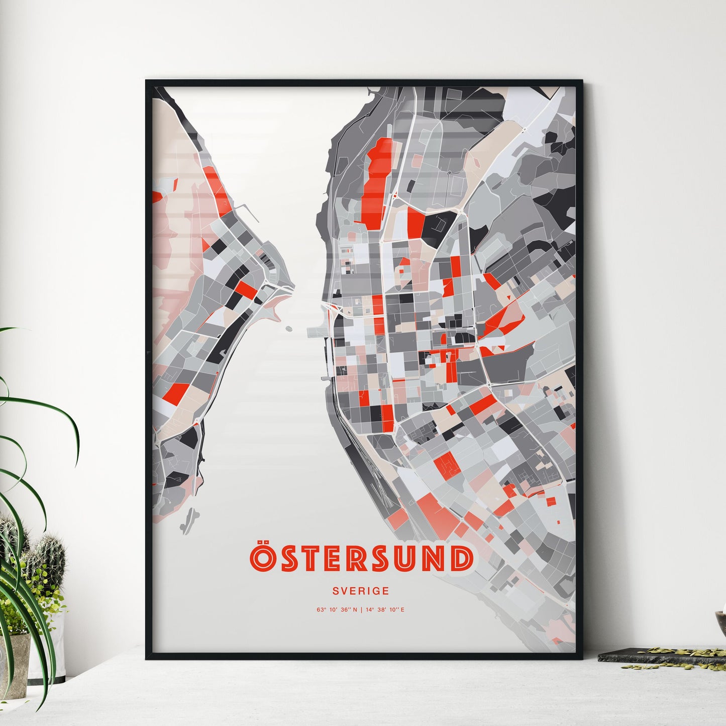 Colorful ÖSTERSUND SWEDEN Fine Art Map Modern