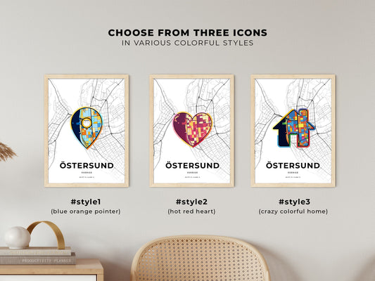 Östersund Sweden maps with colorful icons