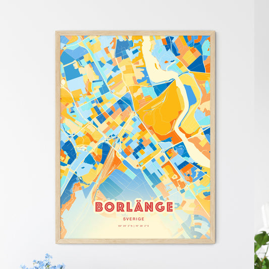 Colorful BORLÄNGE SWEDEN Fine Art Map Blue Orange