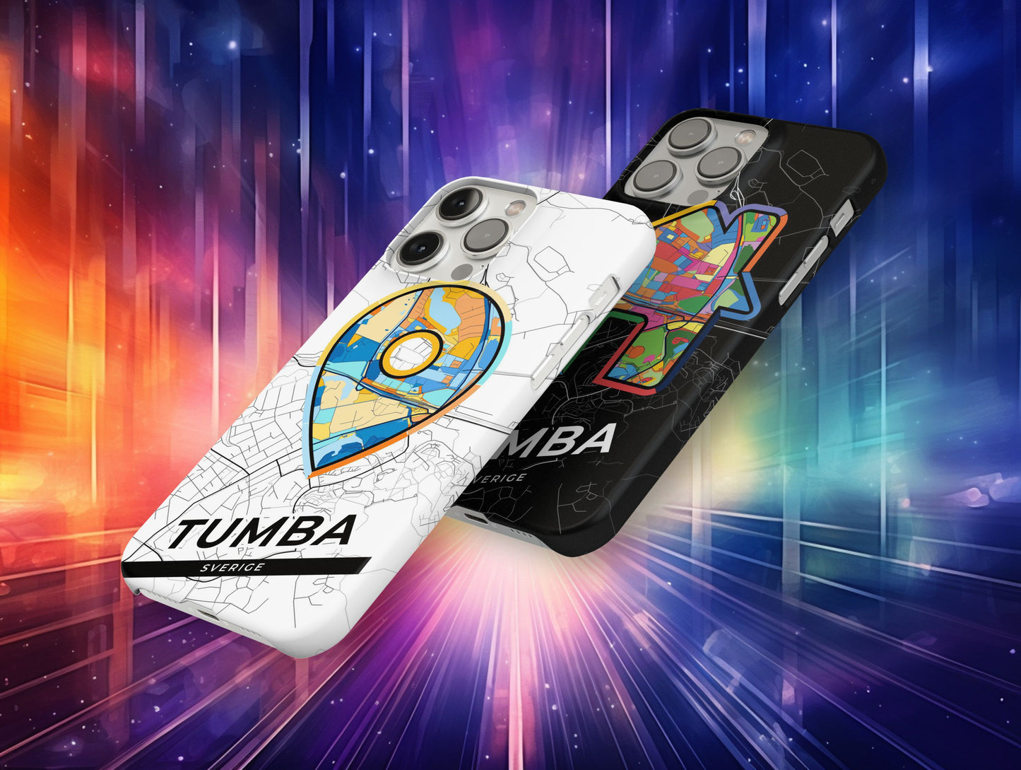 Tumba Sweden slim phone case with colorful icon