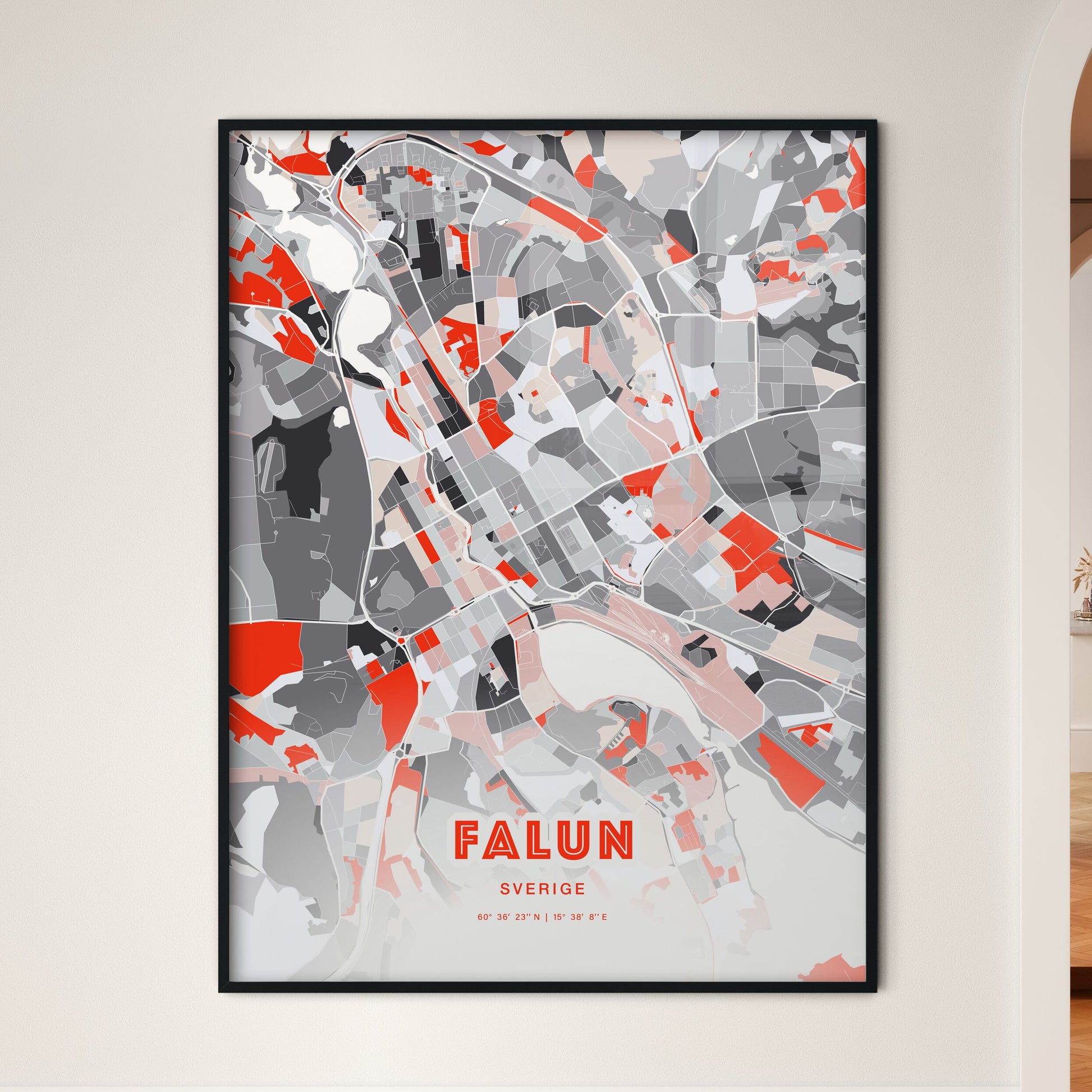 Colorful FALUN SWEDEN Fine Art Map Modern