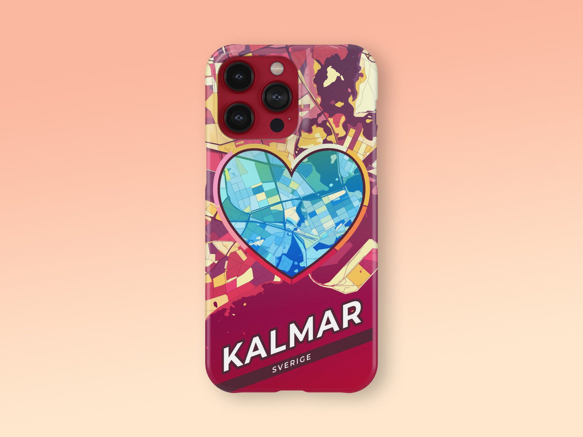 Kalmar Sweden slim phone case with colorful icon. Birthday, wedding or housewarming gift. Couple match cases. 2